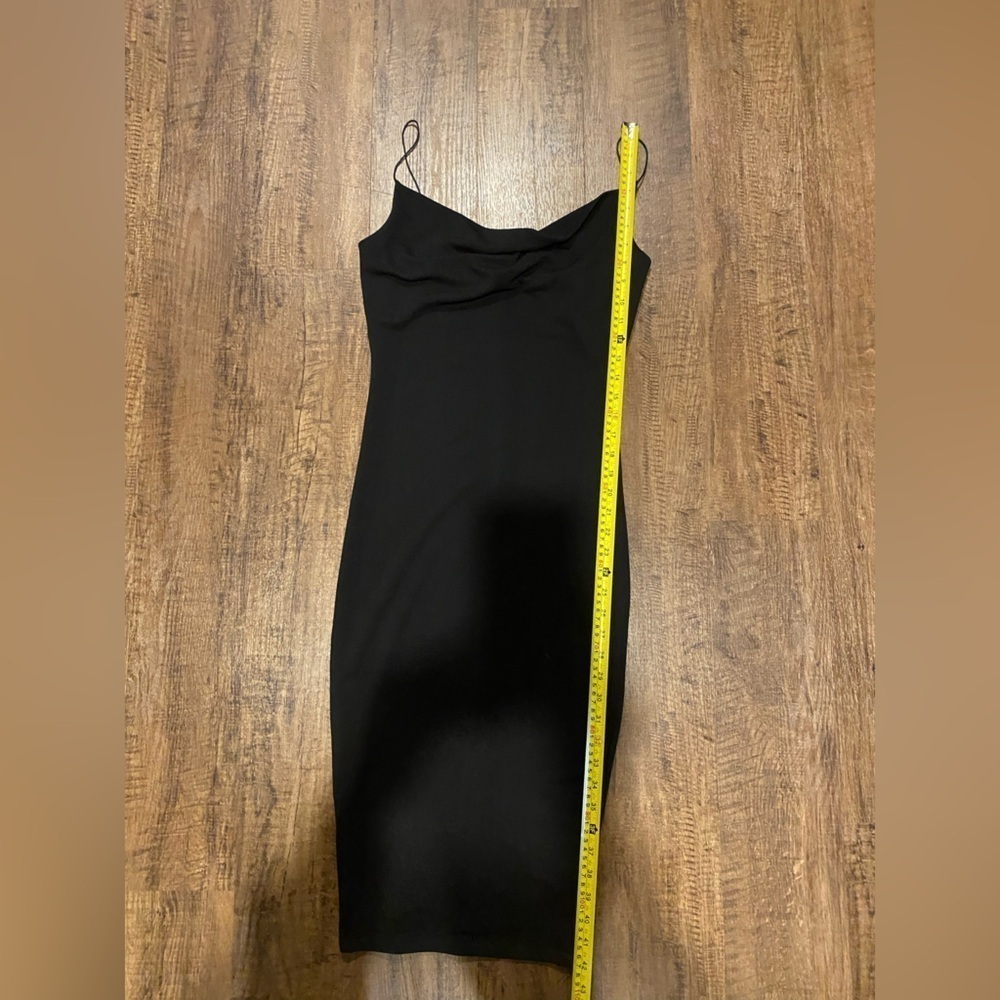 NWT Y2K Revamped Black Cowl Neck Stretch Midi Slip Dress Size Medium Party - Picture 7 of 10